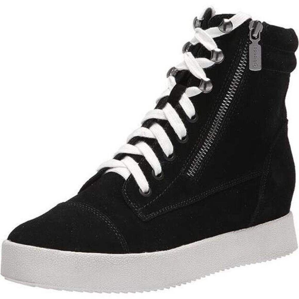 Blondo Womens Holly Black Casual and Fashion Sneakers 8.5 Medium Double Zippers